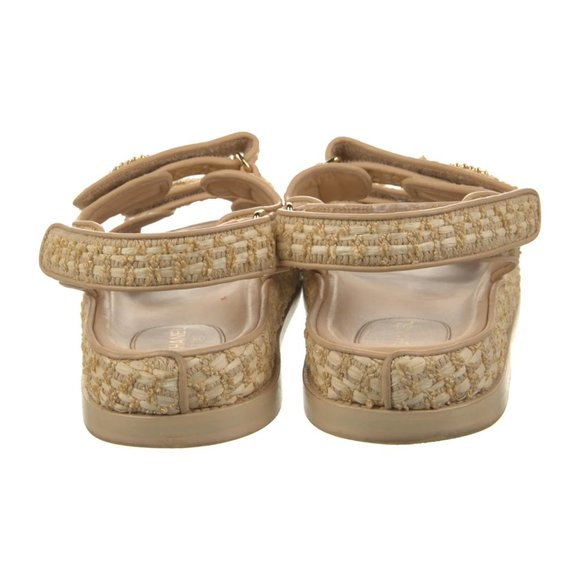 CHANEL Interlocking CC Logo Raffia Espadrilles Dad Sandals Size: 9.5 | IT 39.5 - Picture 4 of 11